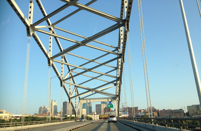 The "Buck" O'Neil Bridge heading into Kansas City.
